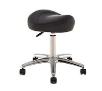 Chaise de bureau réglable de 36 à 50 cm, tabouret à roulettes pour hygiène dentaire, pivotant à 360°, siège de salon en métal, siège ergonomique en polyuréthane, noir - Idéal pour les artistes et les