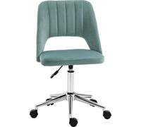 Chaise de bureau, réglable en hauteur Homeoffice chaise sans accoudoirs, pivotante Chaise de bureau avec aspect velours, ergonomique Chaise de maquillage pour chambre à coucher, bureau, vert