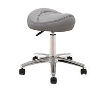 Chaise de bureau réglable pour hygiénistes dentaires et artistes - Tabouret roulant avec hauteur pivotante à 360 °, cadre en métal, roues en polyuréthane, couleur gris clair