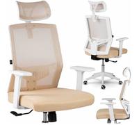 Chaise de bureau réglable - SOFOTEL - Rotar - Micro-résille - Beige - Réglable en hauteur 45-52 cm - Appui-tête réglable