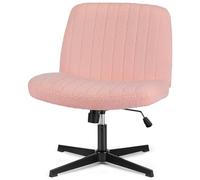 Chaise de bureau, rembourrée, sans accoudoirs, avec fonction bascule, pour s'asseoir en tailleur, jusqu'à 150 kg, pivotante à 360 °, réglable en hauteur pour la maison, le bureau, l'étude, rose