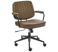 Chaise de Bureau Rétro en Simili Cuir avec Dossier Pivotant et Réglable Marron B