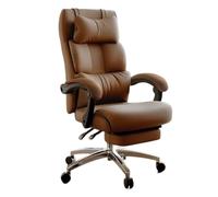 Chaise de Bureau Robuste avec Bras et Oreiller rembourrés, réglage de la Hauteur, Chaise d'ordinateur Ergonomique en Cuir à Dossier Haut for Personnes Lourdes, for Bureau à Domicile(Brown)