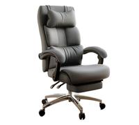 Chaise de Bureau Robuste avec Bras et Oreiller rembourrés, réglage de la Hauteur, Chaise d'ordinateur Ergonomique en Cuir à Dossier Haut for Personnes Lourdes, for Bureau à Domicile(Gray)