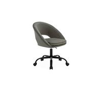 Fauteuil de bureau Sweeek Chaise de bureau ronde à roulettes en velours gris Pam L 59 x P 60 x H 79 / 89cm