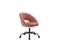 Fauteuil de bureau Sweeek Chaise de bureau ronde à roulettes en velours vieux rose Pam L 59 x P 60 x H 79 / 89cm