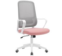 Chaise de bureau rose et grise, fauteuil de bureau pivotant et réglable 98-108 c