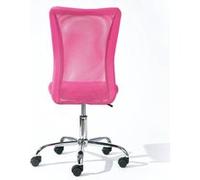 Inter Link - Chaise de bureau pour enfant - Fauteuil pivotant ergonomique - Réglable en hauteur - Pied en métal chromé - Housse en tissu mesh respirant - Pivote à 360° - Rose - Bonnie