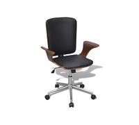 Chaise de bureau rotative en bois cintré avec revêtement en faux cuir Brun G
