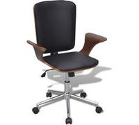 Chaise de bureau rotative en bois cintré avec revêtement en faux cuir Brun G