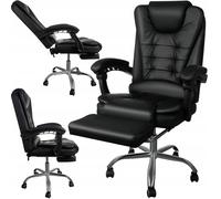 Chaise de bureau rotative réglable avec pieds pour les jambes roues gommiers noir