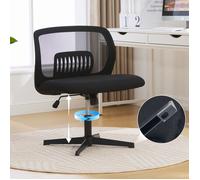 Chaise de Bureau sans Accoudoirs avec Hauteur Réglable, Pivotant 360° - Mousse Haute Élasticité - pour Bureau Salon Chambre - Noir