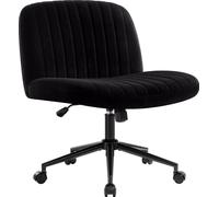 Chaise de bureau sans accoudoirs, chaise pivotante avec roulettes, chaise de bureau avec rembourrage en tissu, réglable en hauteur chaise d'ordinateur, chaise rembourrée avec dossier moyen