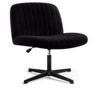 Chaise de bureau sans accoudoirs, chaise pivotante sans roulettes, chaise de bureau avec rembourrage en tissu, réglable en hauteur chaise d'ordinateur, chaise rembourrée avec dossier moyen