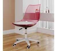 Chaise de bureau sans bras moderne avec coussin de siège Rotation à 360 ° et chaise de vanité de réglage de hauteur avec dossier transparent en acrylique pour le bureau à domicile violet Octopus feet