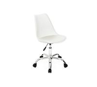 IDMarket - Chaise de Bureau scandinave SARA Blanche à roulettes