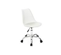 IDMarket Chaise de bureau scandinave SARA blanche à roulettes