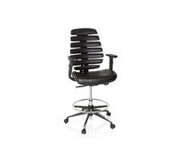 hjh OFFICE 714602 Ergo Line II Work Chaise de Travail en Cuir avec Repose-Pieds Hauteur réglable Noir