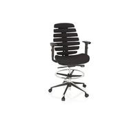 HJH Office Chaise de travail Ergo Line II Work Anneau de pied réglable en hauteur Tissu noir