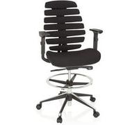 HJH Office Chaise de travail Ergo Line II Work Anneau de pied réglable en hauteur Tissu noir