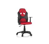 hjh OFFICE 670820 Chaise de Bureau pivotante pour Enfants Kid Game AL Cuir synthétique Noir/Rouge Chaise de Bureau réglable en Hauteur avec accoudoirs