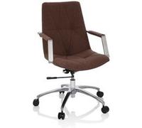 hjh OFFICE 670983 Siège de Bureau SARANTO II Tissu, Fauteuil pivotant, Chaise, Brun Moyen