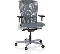 hjh OFFICE 640511 siège de Bureau Professionnel SKOPE TPE Gris/Blanc Ergonomique Fauteuil de Bureau Dossier Flexible, Profondeur d’Assise et accoudoirs Ajustables
