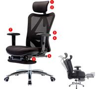 SIHOO chaise de bureau chaise de bureau, ergonomique charge maximale 150kg ~ avec repose-pieds, noir