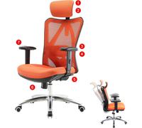 Chaise de bureau SIHOO ergonomique charge max. 150kg sans repose-pieds, orange Orange