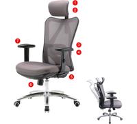 Chaise de bureau SIHOO charge max. 150kg sans repose-pieds, gris Gris