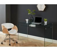 Chaise de bureau - Simili et métal chromé - Chêne et Blanc - Hauteur ajustable - JELSA