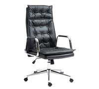 Chaise de Bureau Sotira en véritable Cuir Ajustable Pivotant Piètement en Métal , Noir