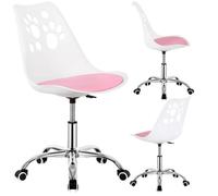 Chaise Bureau Enfant réglable en Hauteur Blanc Rose rembourrée - Springos