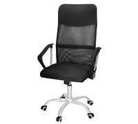 Chaise de bureau - SPRINGOS® - Réglable en hauteur - Dossier rembourré - Noir - Mobilité sur roulettes