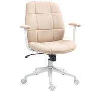 HOMCOM Chaise Bureau Fauteuil de Bureau Ergonomique avec Hauteur réglable, Fonction à Bascule, Siège de Bureau à Roulettes Pivotantes, Charge 120 Kg, Beige