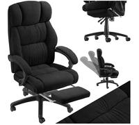 Chaise de bureau - TECTAKE - Fauteuil de bureau JILIEN avec repose-pieds et revêtement en velours, 64 x 68-118 x 89-115 cm - Noir
