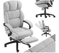 CHAISE DE BUREAU - TECTAKE - Fauteuil de bureau JILIEN avec repose-pieds et revêtement en velours - Gris
