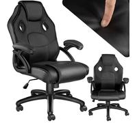 Chaise de bureau - TECTAKE - Fauteuil de direction gamer MIKE avec rembourrage épais et revêtement en cuir synthétique - Noir