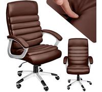 Chaise de bureau - TECTAKE - Fauteuil de direction PAUL avec accoudoirs rembourrés et fonction de bascule réglable - Marron