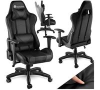 Chaise de bureau - TECTAKE - Fauteuil gamer TWINK en cuir synthétique, ergonomique et 360° avec coussin amovible - Noir