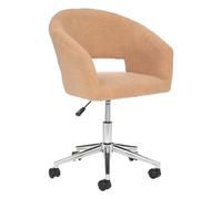 Chaise de Bureau Tissu Beige à bouclettes et Pieds en métal - Atmosphera