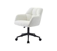 Chaise de bureau en Tissu bouclette Blanc et noir - Hauteur réglable - PEGA de