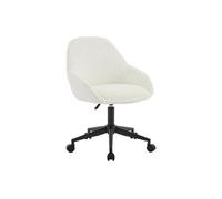 Chaise de bureau - Tissu bouclette - Blanc ivoire - Hauteur réglable - NAODY