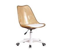 Chaise de bureau transparente avec coussin, chaise roulante en acrylique sans accoudoirs, chaise pivotante en plastique moulé avec roulettes, rose