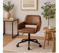 Chaise de bureau - URBAN MEUBLE - ROSS SUEDE BROWN - Tissu suède - Réglable en hauteur - 5 roulettes