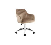 Chaise de bureau - Velours - Beige et argenté - Hauteur réglable - ELEANA