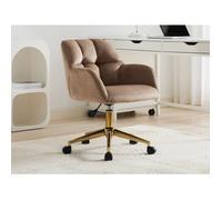Chaise de bureau en Velours Beige et doré - Hauteur réglable - PEGA de