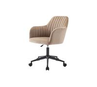 Chaise de bureau - Velours - Beige et noir - Hauteur réglable - ELEANA