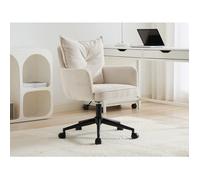 Vente-unique Pascal MORABITO - Chaise de Bureau - Velours côtelé - Créme et Noir - Hauteur réglable - BATARU de Pascal Morabito