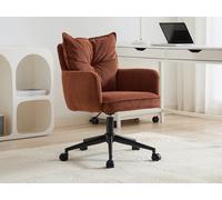 Chaise de bureau - Velours côtelé - Terracotta et noir - Hauteur réglable - BATARU de